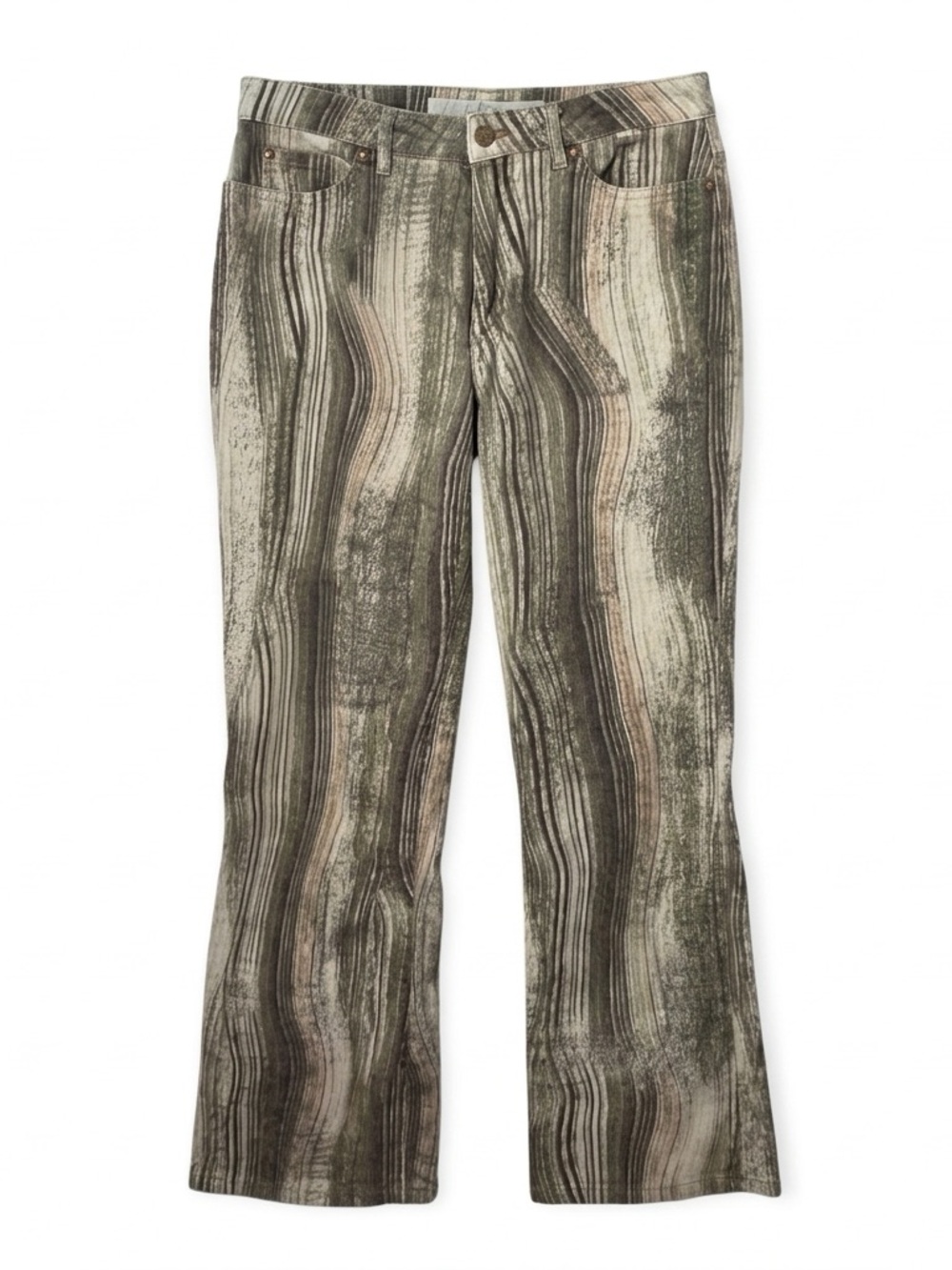 Vintage Escada  jeans y2k 90s earth tone slight flare wavy pattern hippie 10 (40